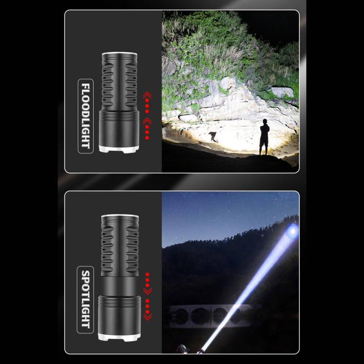 S2302 30W 1600LM High Power Telescopic Zoom Flashlight - Black