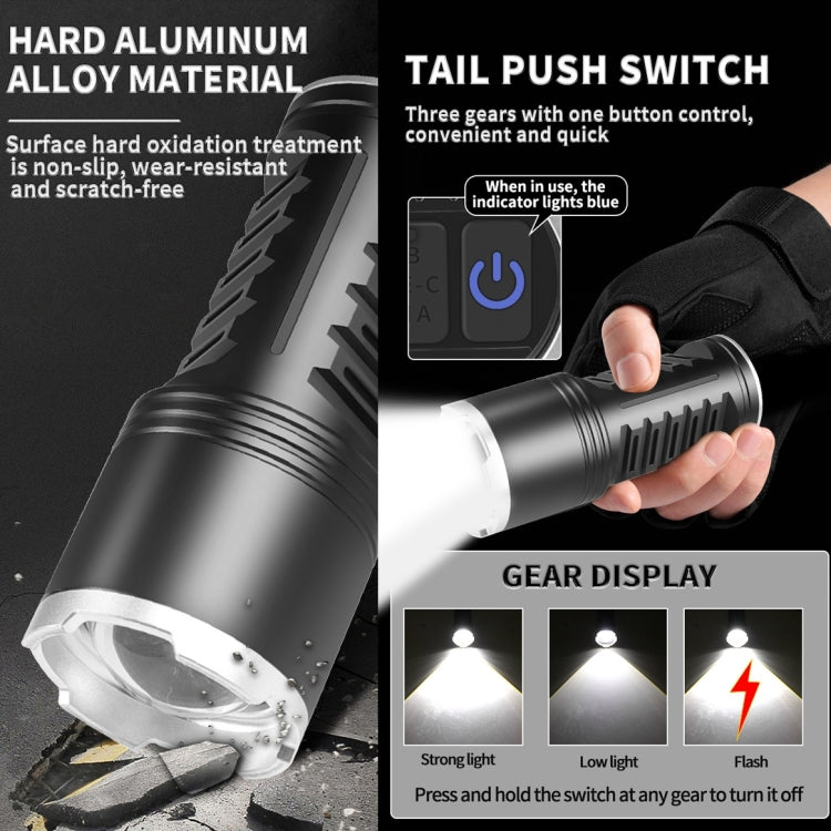 S2302 30W 1600LM High Power Telescopic Zoom Flashlight - Black