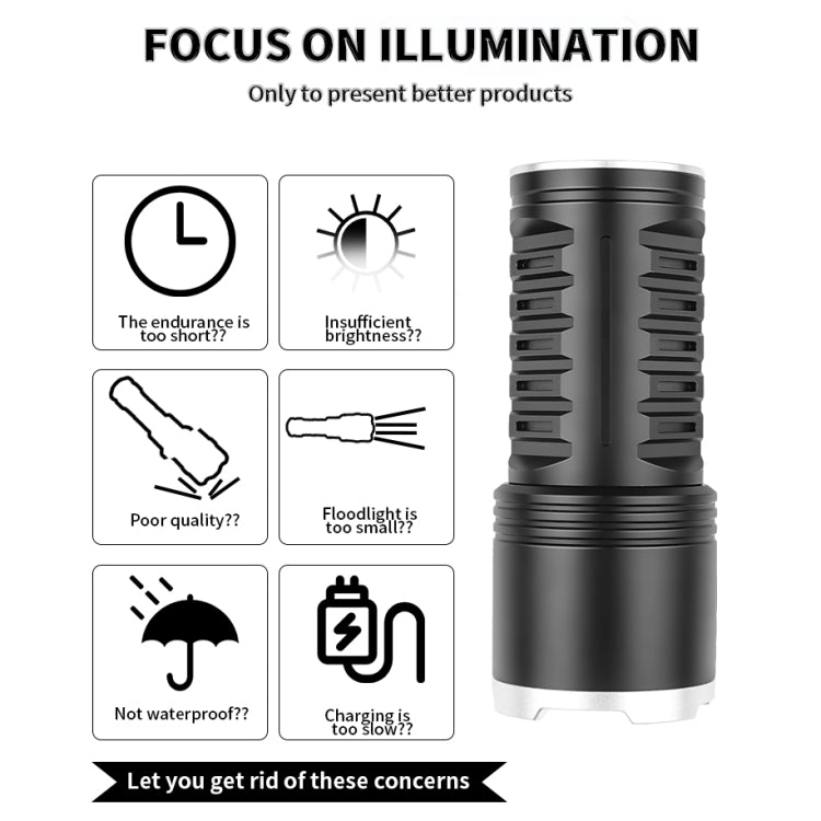 S2302 30W 1600LM High Power Telescopic Zoom Flashlight - Black