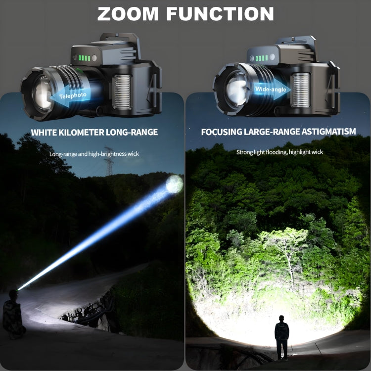 HL-03 Intelligent Induction Zoom Headlight Work Light - Black
