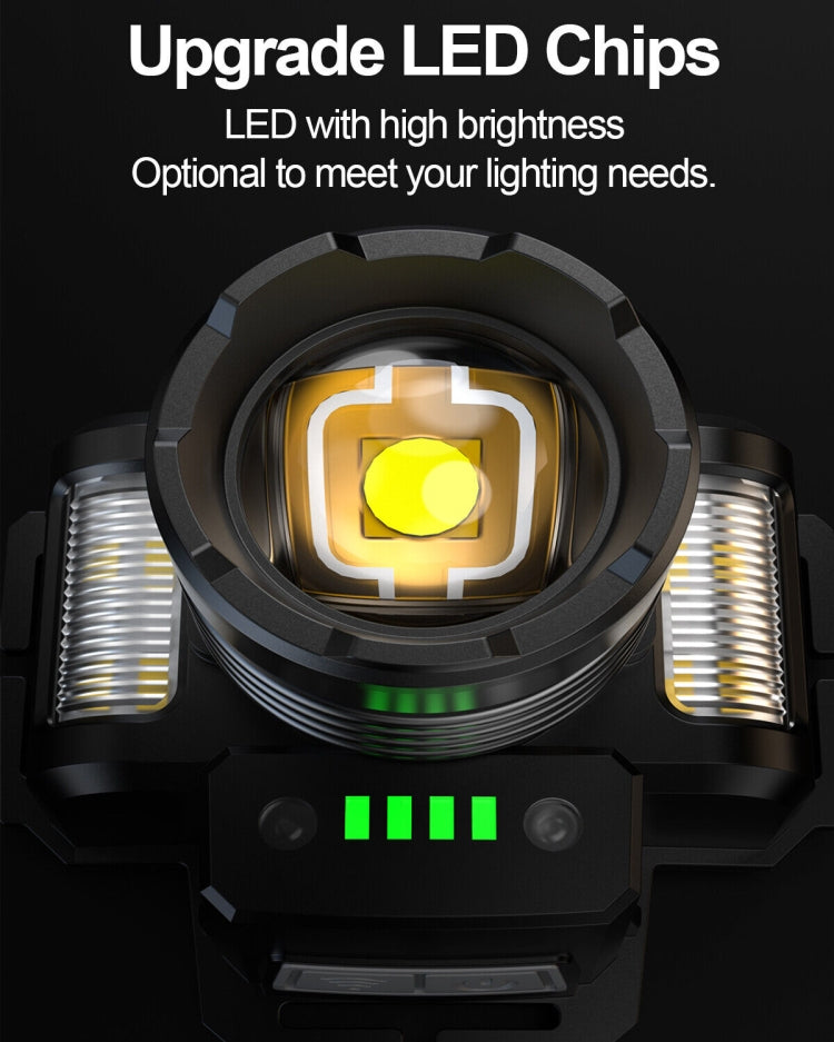 HL-03 Intelligent Induction Zoom Headlight Work Light - Black