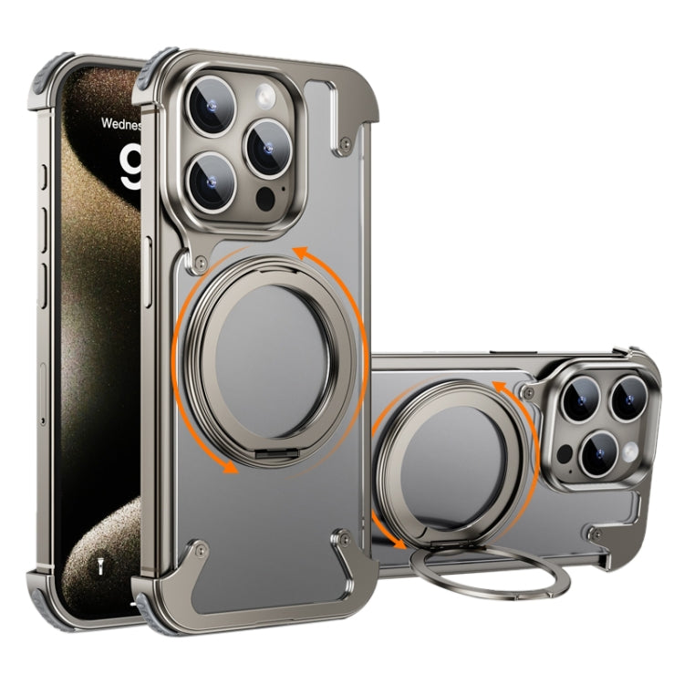 For iPhone 15 Pro 360 Degree Rotation MagSafe Stand Metal Phone Case