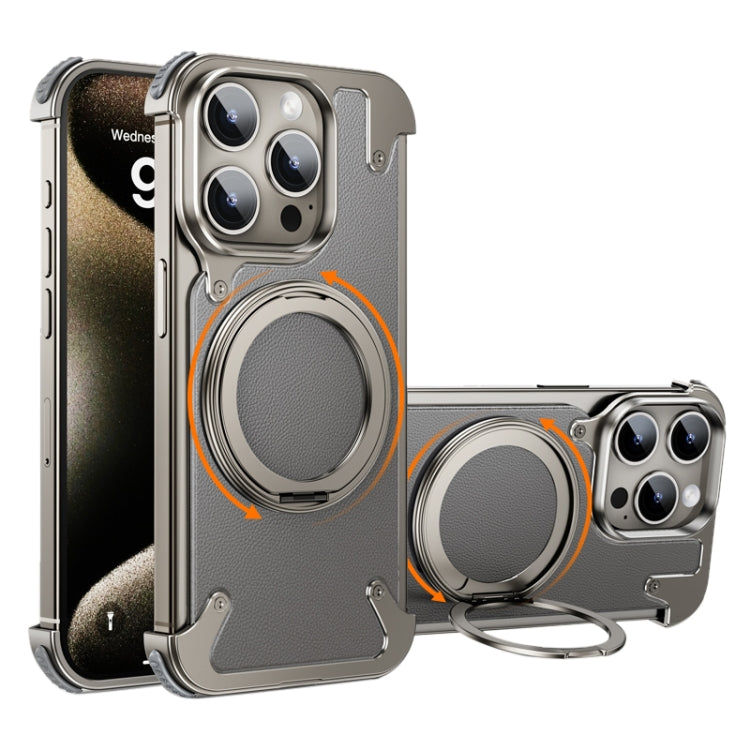 For iPhone 15 Pro 360 Degree Rotation MagSafe Stand Metal Phone Case