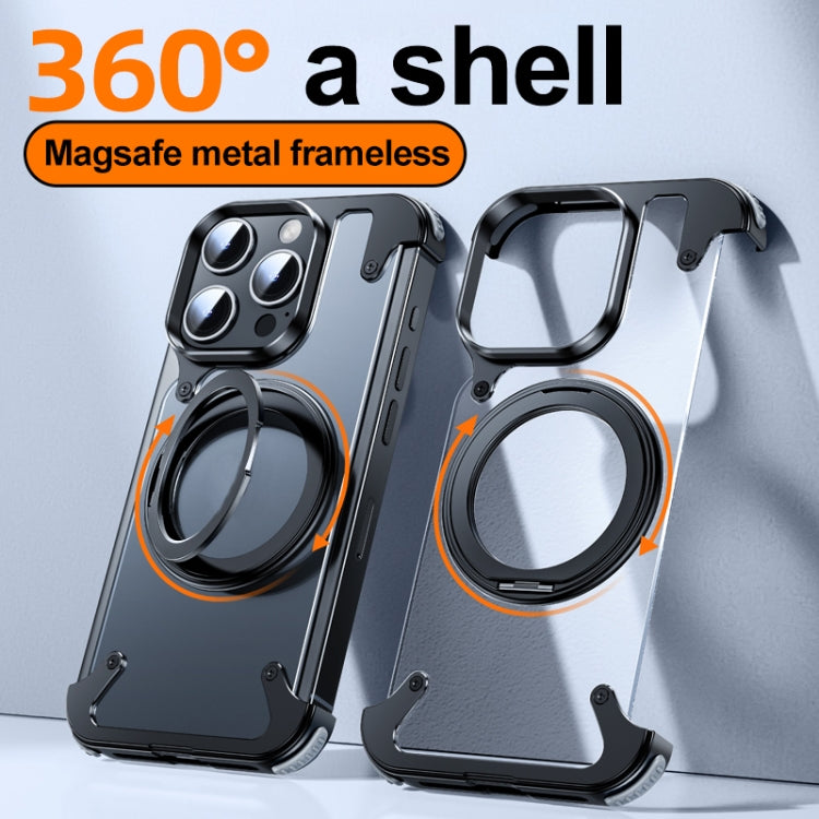 For iPhone 15 Pro 360 Degree Rotation MagSafe Stand Metal Phone Case
