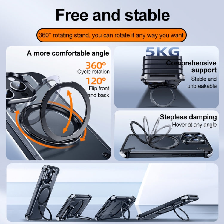 For iPhone 15 Pro 360 Degree Rotation MagSafe Stand Metal Phone Case
