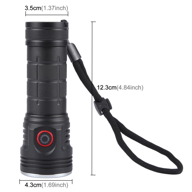 W5204 8 LEDs 3100LM High Brightness Rechargeable Flashlight - Black