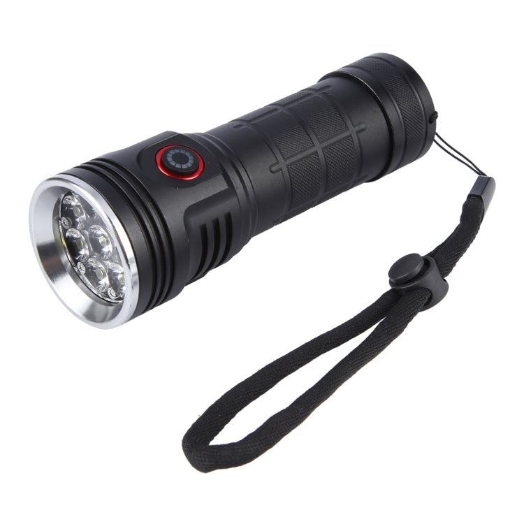 W5204 8 LEDs 3100LM High Brightness Rechargeable Flashlight - Black