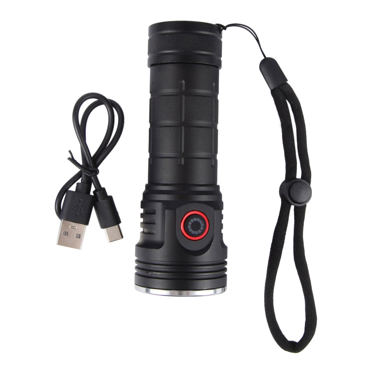 W5204 8 LEDs 3100LM High Brightness Rechargeable Flashlight - Black