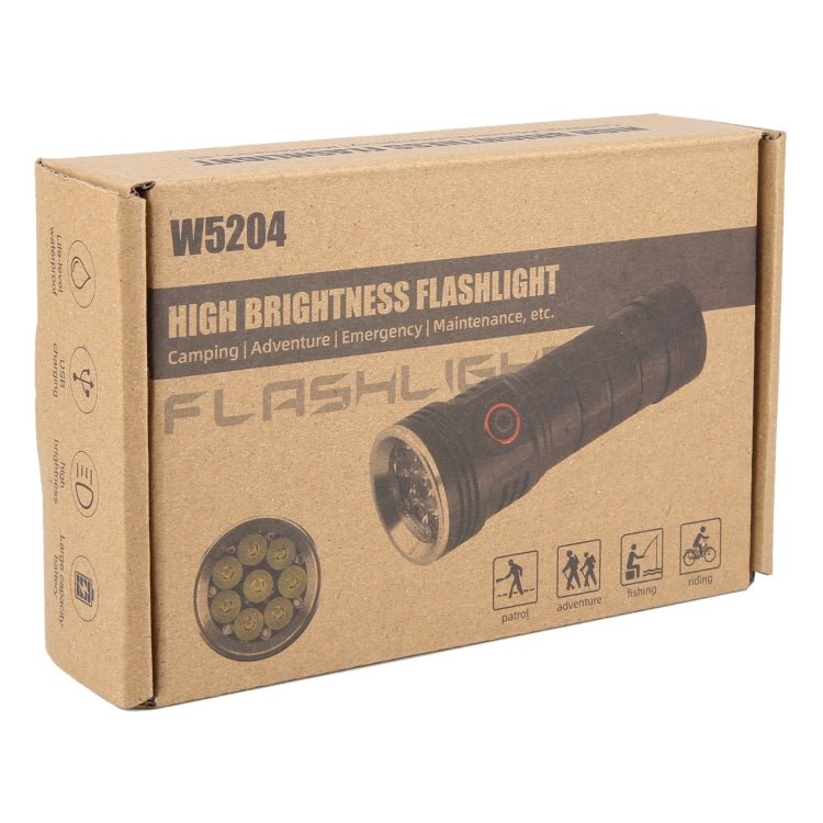 W5204 8 LEDs 3100LM High Brightness Rechargeable Flashlight - Black