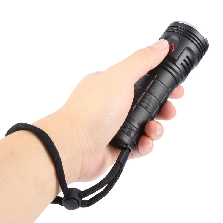 W5204 8 LEDs 3100LM High Brightness Rechargeable Flashlight - Black