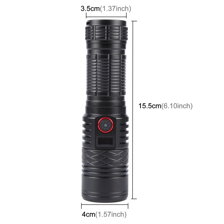 816 20W Spotlight 2000LM Telescopic Zoom LED Flashlight - Black
