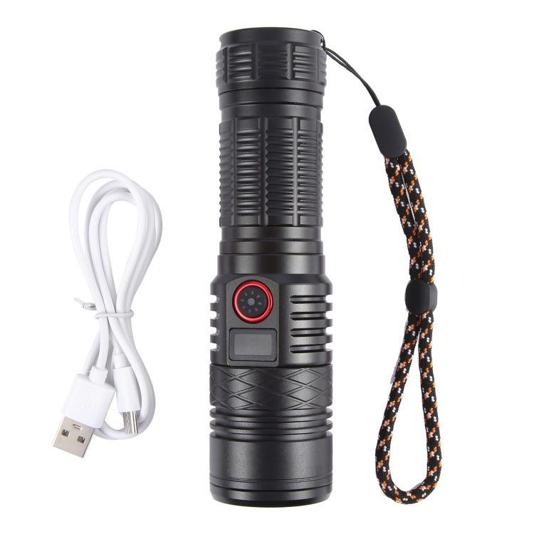 816 20W Spotlight 2000LM Telescopic Zoom LED Flashlight - Black