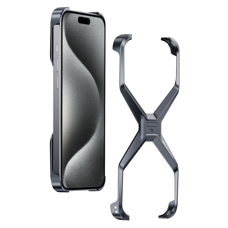 For iPhone 15 Pro Frameless X-shaped Metal Phone Case