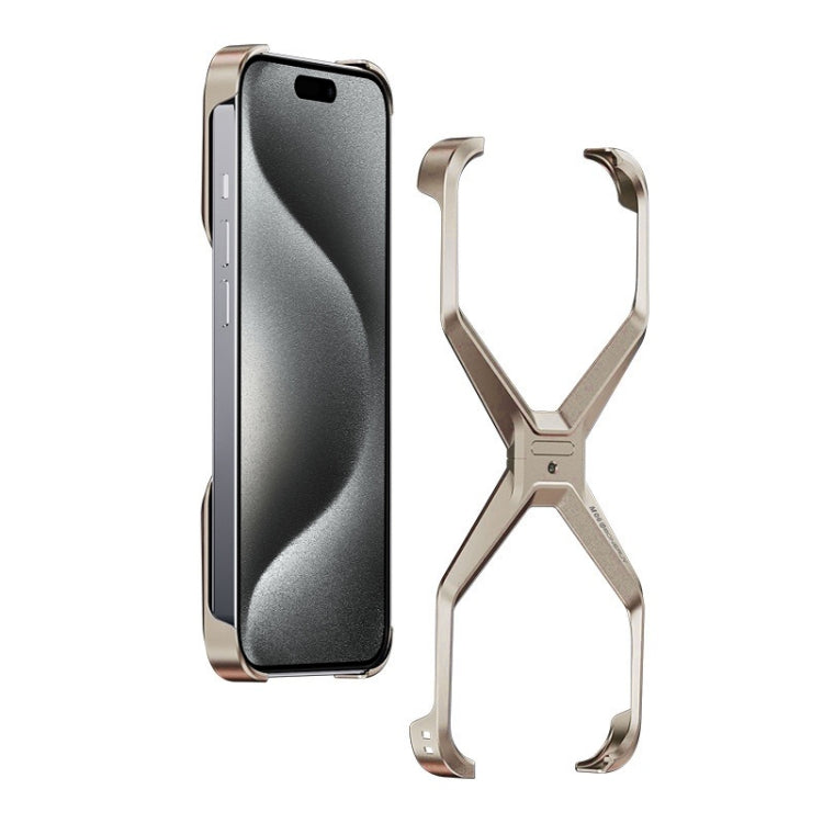 For iPhone 15 Pro Frameless X-shaped Metal Phone Case