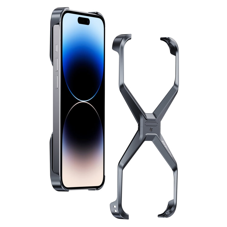 For iPhone 13 Pro Max / 14 Pro Max Frameless X-shaped Metal Phone Case