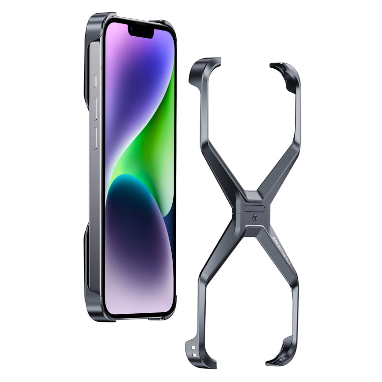 For iPhone 13 / 14 Frameless X-shaped Metal Phone Case