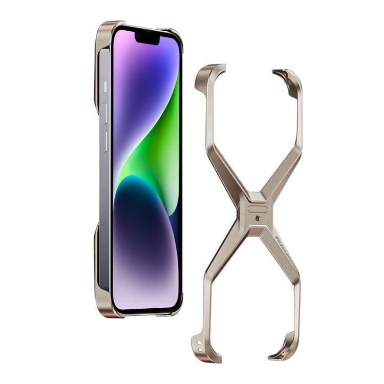 For iPhone 13 / 14 Frameless X-shaped Metal Phone Case