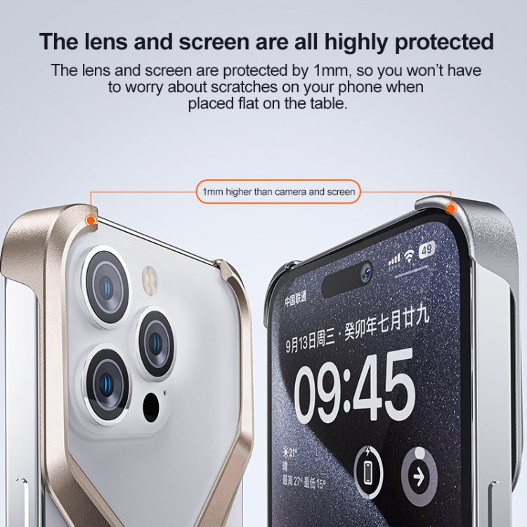 For iPhone 15 Frameless X-shaped Metal Phone Case