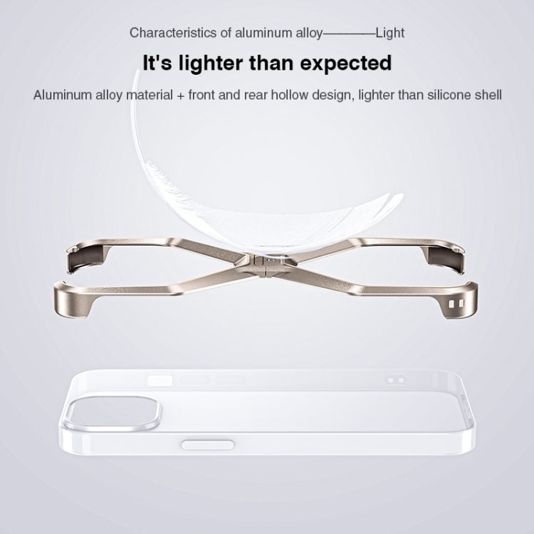 For iPhone 15 Frameless X-shaped Metal Phone Case