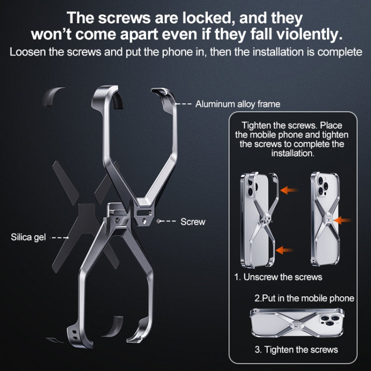 For iPhone 15 Frameless X-shaped Metal Phone Case