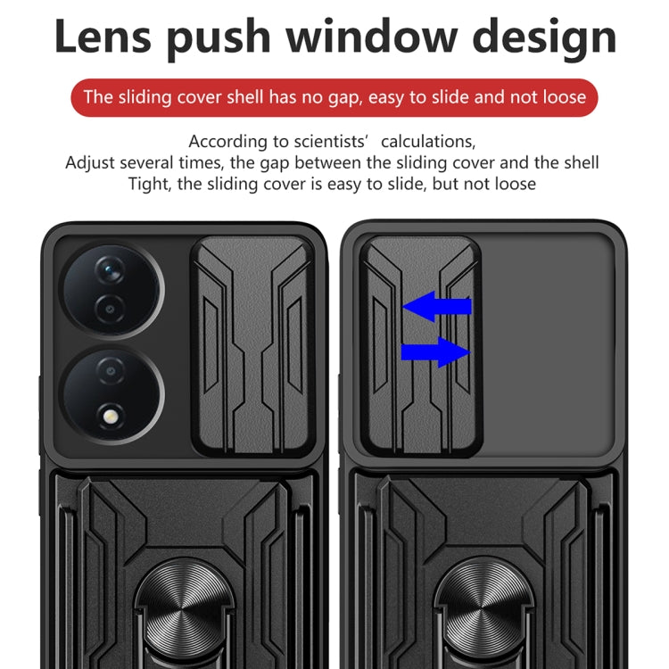 For Honor X7b Sliding Camshield TPU+PC Phone Case with Card Slot