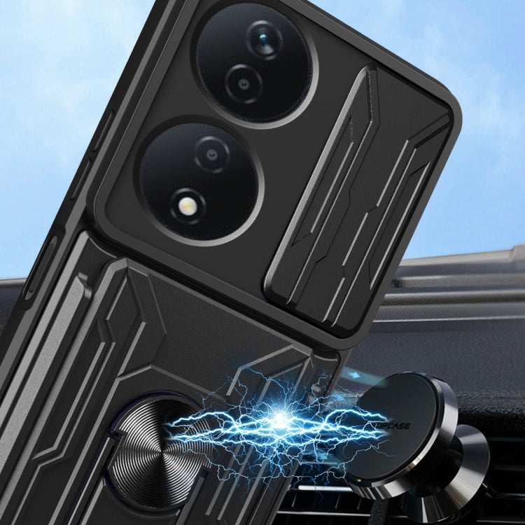For Honor X7b Sliding Camshield TPU+PC Phone Case with Card Slot