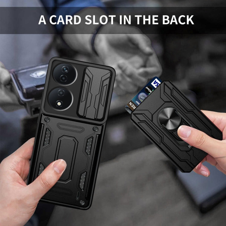 For Honor X7b Sliding Camshield TPU+PC Phone Case with Card Slot