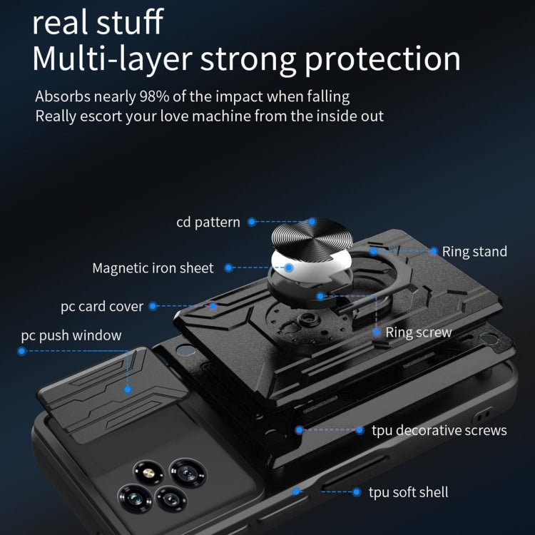 For Honor 200 Sliding Camshield TPU+PC Phone Case with Card Slot