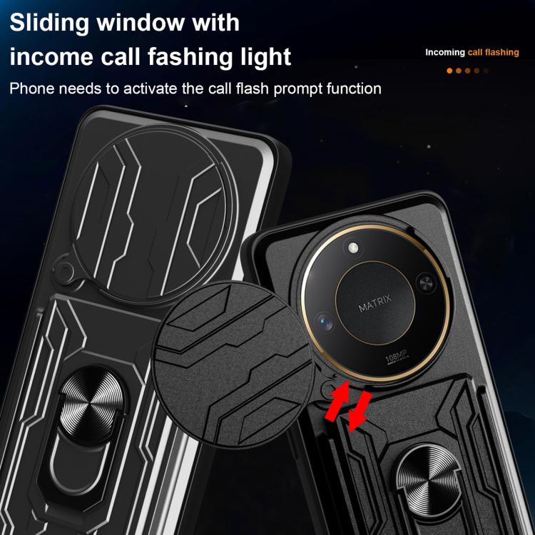 For Honor X9c Smart Sliding Camshield TPU+PC Phone Case with Card Slot