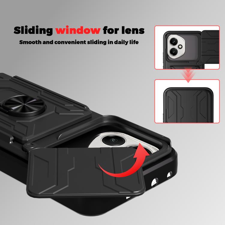 For Honor 400 Global 156.5mm Sliding Camshield TPU+PC Phone Case with Card Slot