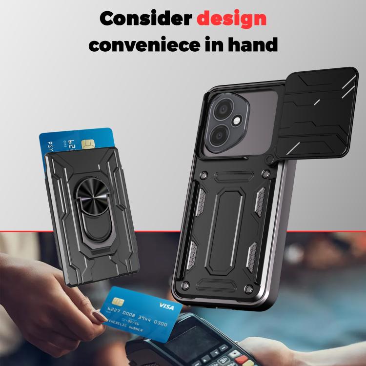For Honor 400 Global 156.5mm Sliding Camshield TPU+PC Phone Case with Card Slot