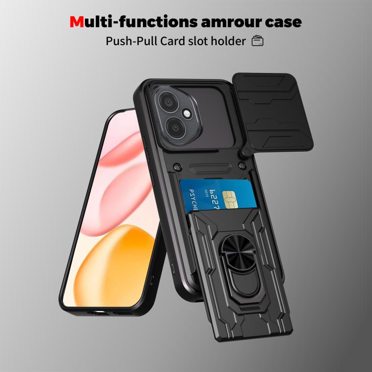 For Honor 400 Global 156.5mm Sliding Camshield TPU+PC Phone Case with Card Slot