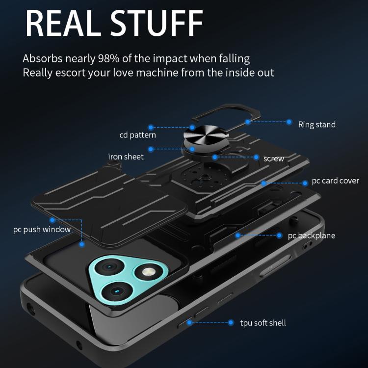 For Honor 400 Lite Global Sliding Camshield TPU+PC Phone Case with Card Slot