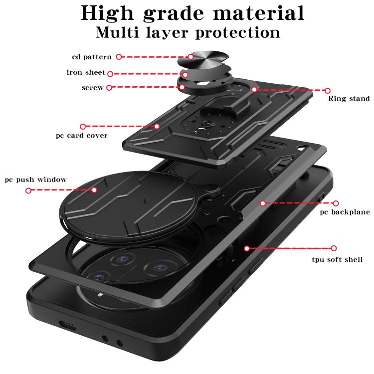 For Honor Magic7 Pro Sliding Camshield TPU+PC Phone Case with Card Slot