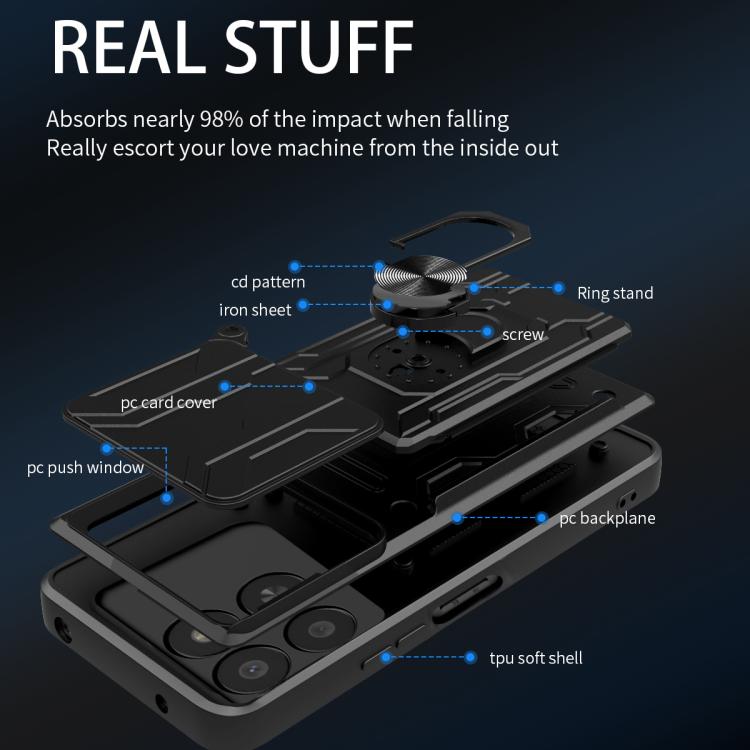 For Honor 400 Smart / X7d 5G Sliding Camshield TPU+PC Phone Case with Card Slot