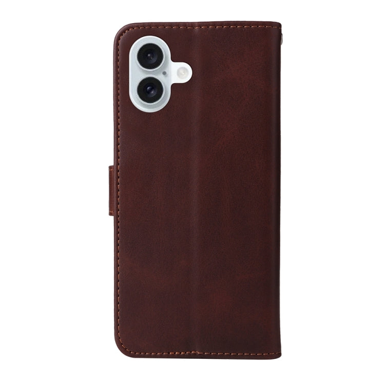 For iPhone 16 Plus Classic Calf Texture Flip Leather Phone Case