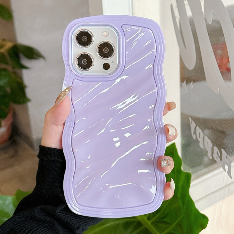 For iPhone 15 Pro Max Solid Color Waves PC Hybrid TPU Phone Case