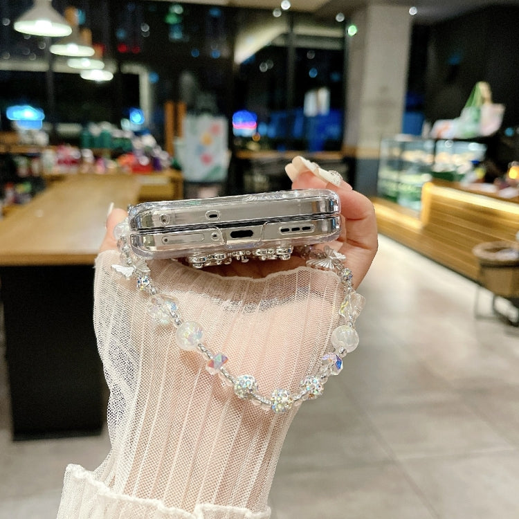 For OPPO Find N3 Flip Feather Butterfly Pattern PC Side Buckle Full Coverage Shockproof Phone Case with Bracelet