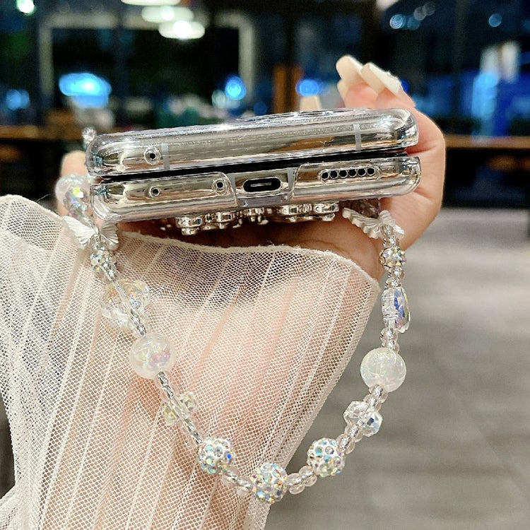 For Huawei P50 Pocket Feather Butterfly Pattern PC Side Buckle Full Coverage Shockproof Phone Case with Bracelet