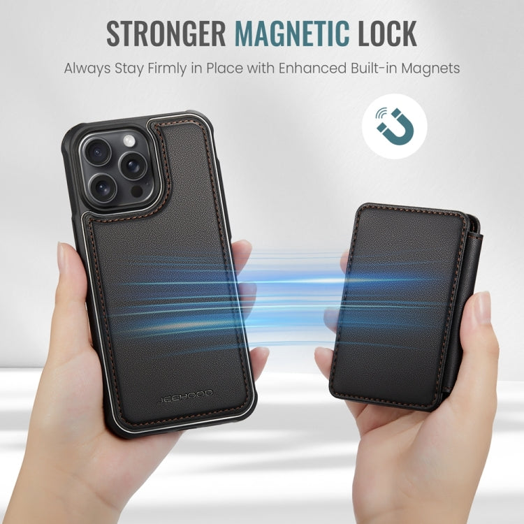 For iPhone 15 Plus JEEHOOD J05 Business Magnetic Style RFID Leather Phone Case