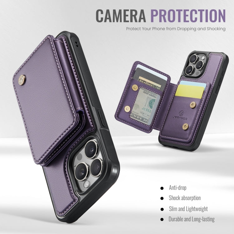 For iPhone 15 Plus JEEHOOD J05 Business Magnetic Style RFID Leather Phone Case