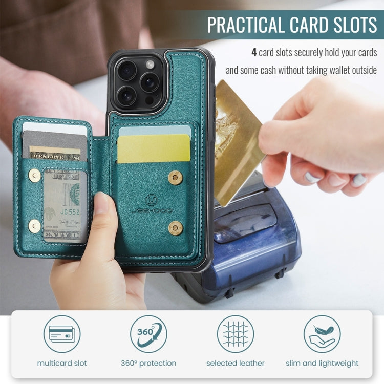 For iPhone 15 Plus JEEHOOD J05 Business Magnetic Style RFID Leather Phone Case