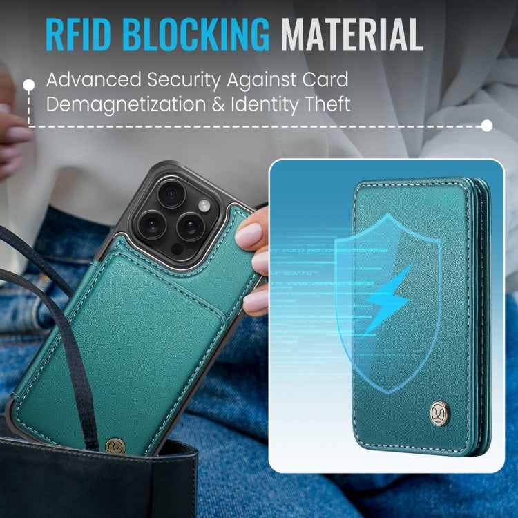 For iPhone 15 Plus JEEHOOD J05 Business Magnetic Style RFID Leather Phone Case