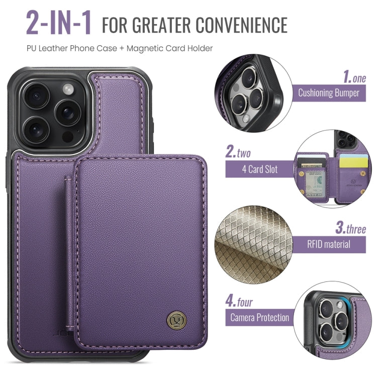 For iPhone 14 Pro Max JEEHOOD J05 Business Magnetic Style RFID Leather Phone Case