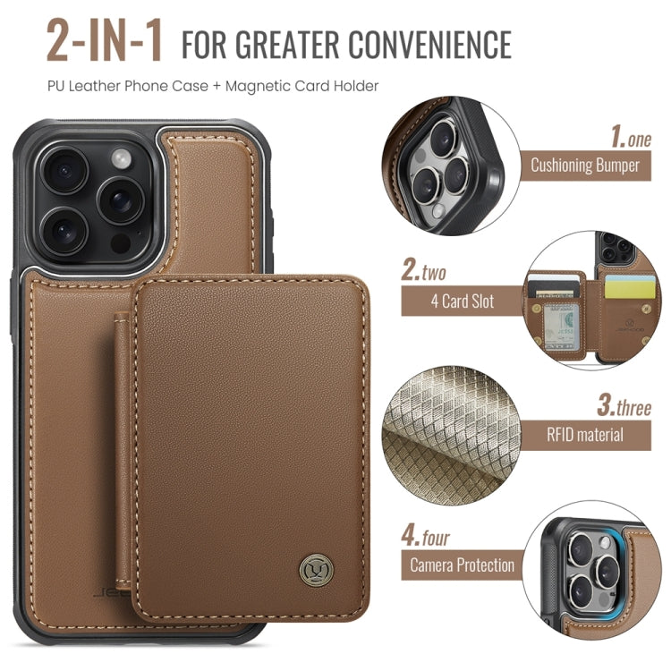 For iPhone 14 Pro Max JEEHOOD J05 Business Magnetic Style RFID Leather Phone Case