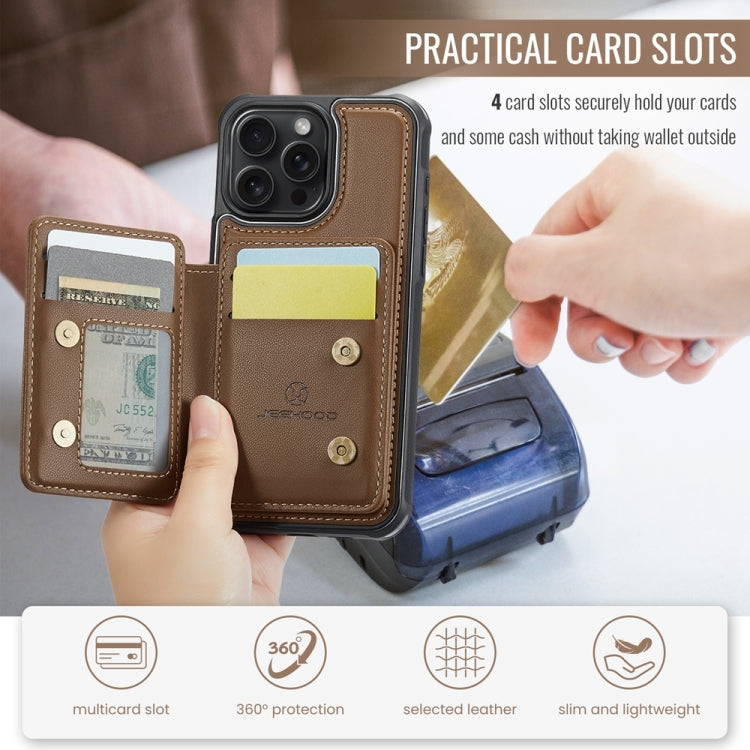 For iPhone 14 Plus JEEHOOD J05 Business Magnetic Style RFID Leather Phone Case
