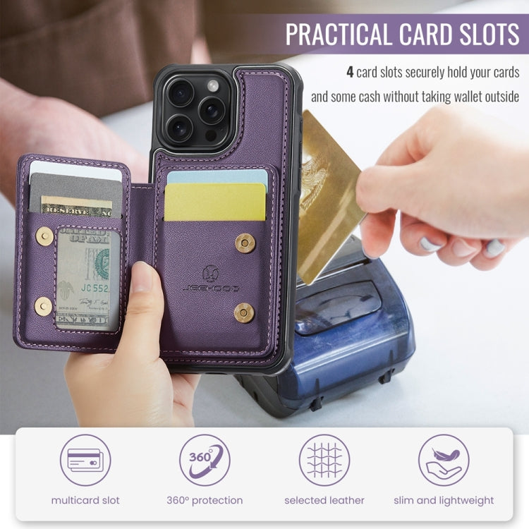 For iPhone 13 JEEHOOD J05 Business Magnetic Style RFID Leather Phone Case