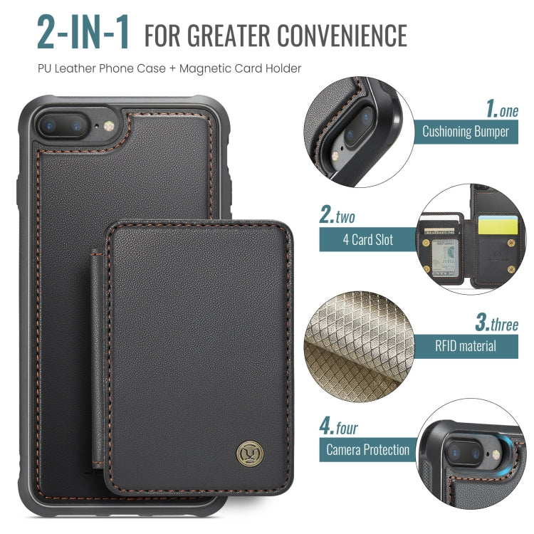 For iPhone 8 Plus / 7 Plus / 6 Plus JEEHOOD J05 Business Magnetic Style RFID Leather Phone Case