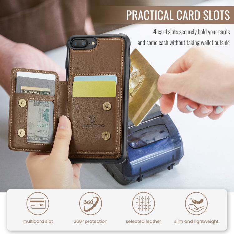 For iPhone 8 Plus / 7 Plus / 6 Plus JEEHOOD J05 Business Magnetic Style RFID Leather Phone Case