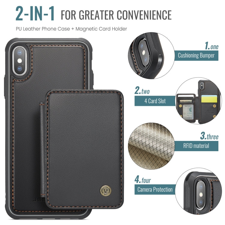 For iPhone X / XS JEEHOOD J05 Business Magnetic Style RFID Leather Phone Case